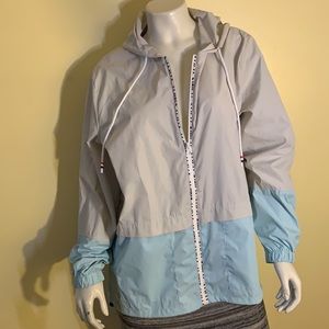 Zegolo grey & aqua zip windbreaker with pockets